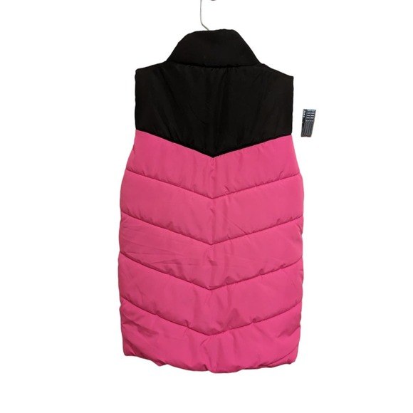 Zip Up PUMA Puffer Vest Pink & Black Girl's Size Small 7/8 - Picture 2 of 4